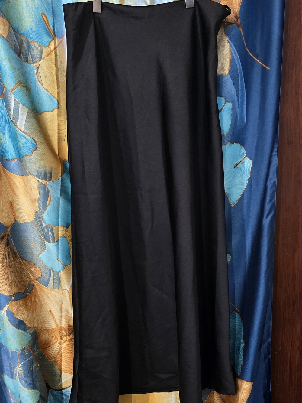 Forever 21 Black Satin Maxi A-Line Skirt